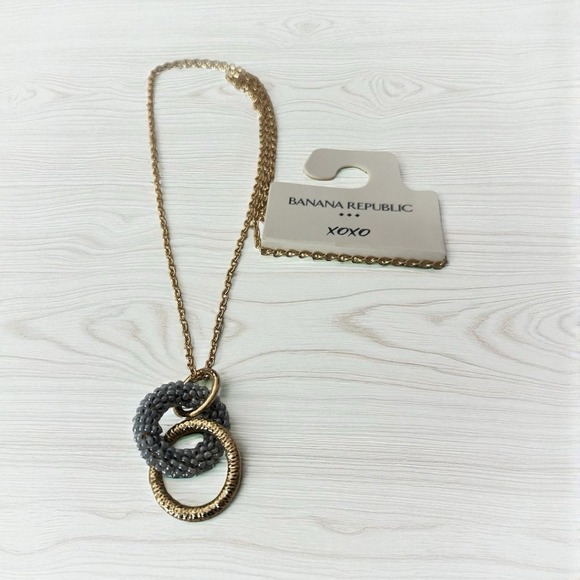 New Banana Republic Necklace Long Pendant Gold Blue Jewelry Cóctel Party‎ Career - Picture 6 of 8